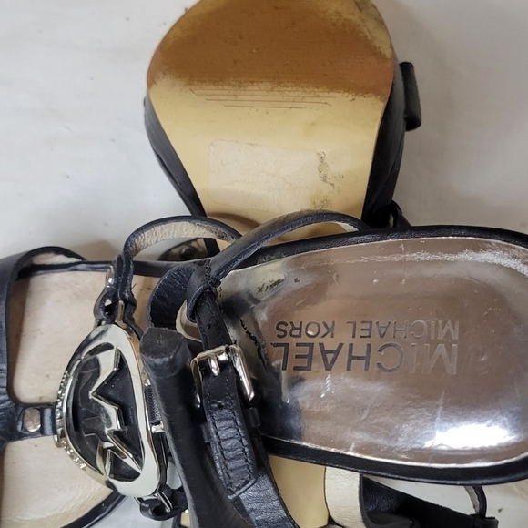 Michael Kors Black T-Strap High Heel Sandals - Picture 2 of 7